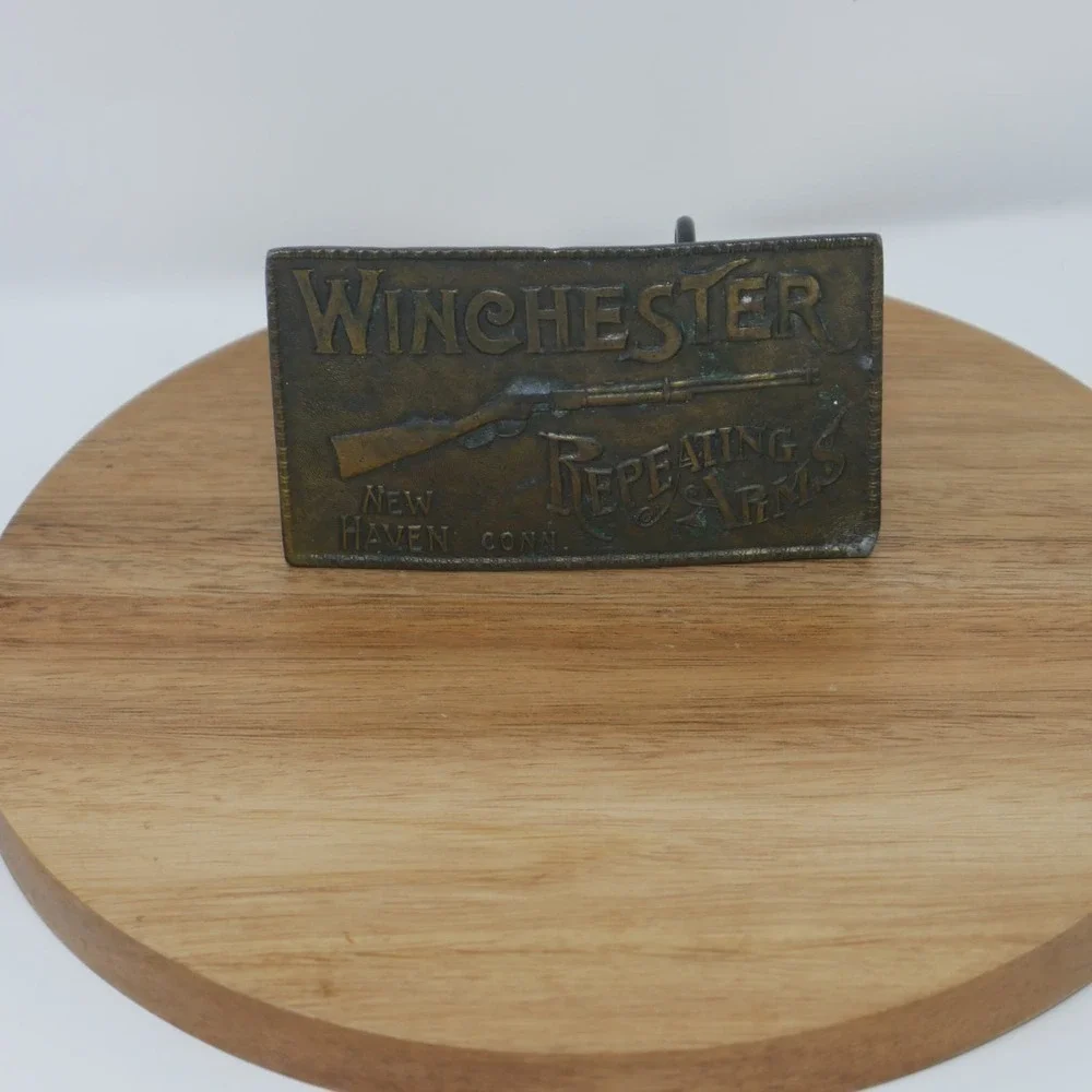 Vintage Winchester Repeating Arms Belt Buckle 1970s Rifle Brass Buckle Deadstock